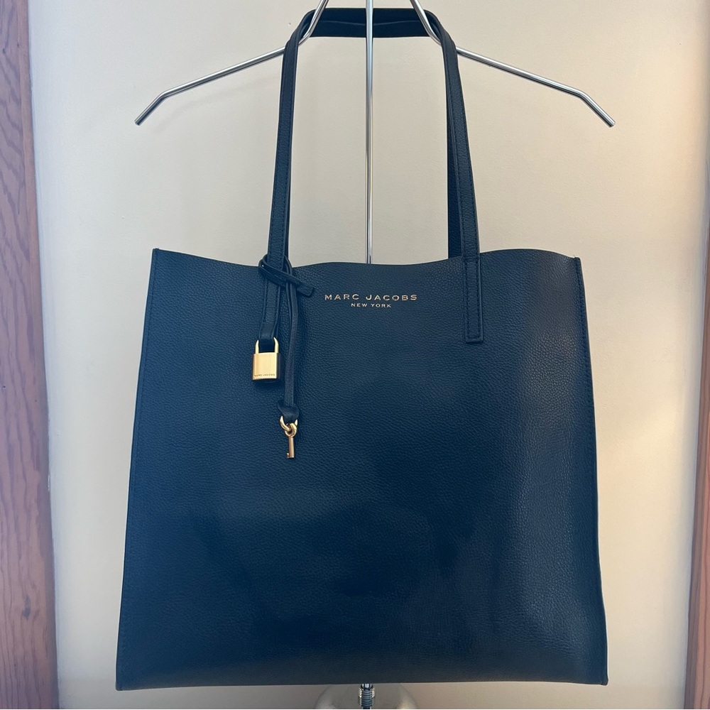 Marc Jacobs The Grind Black Tote with Gold Accents